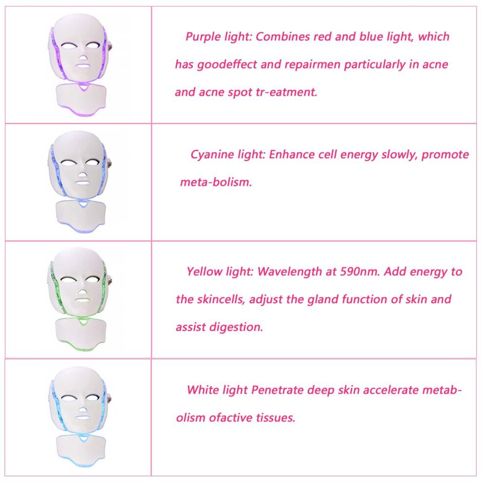 Led Face Neck Mask 7 Color Lights